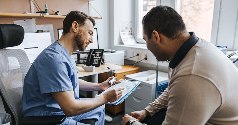 Doctor meeting with patient to discuss medical results