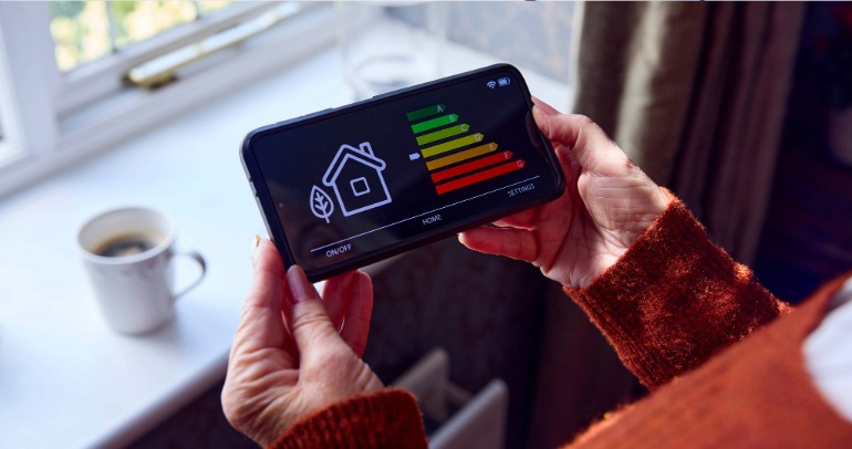 A person holding a table that is displaying data of their home energy and utility system